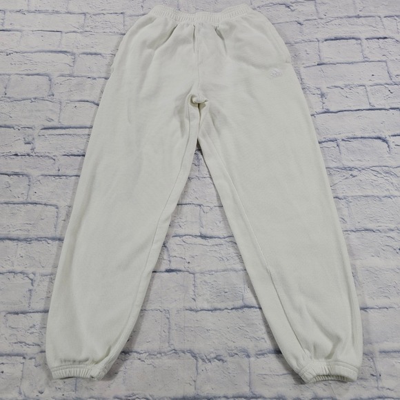 adidas Pants - Adidas Joggers Women XS Off-White Ribbed Knit Elastic Waist Sweatpants Sporty